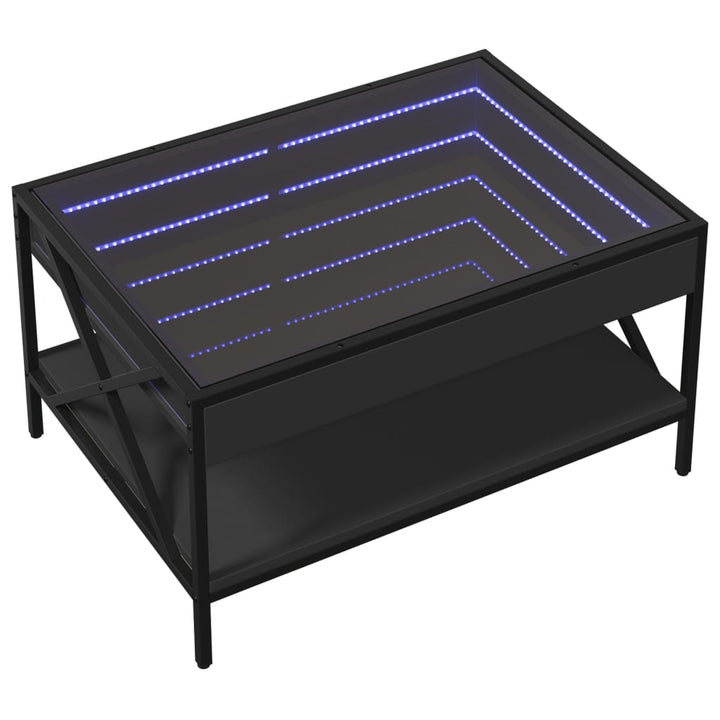 sofabord med Infinity LED-lys 70x50x38 cm sort