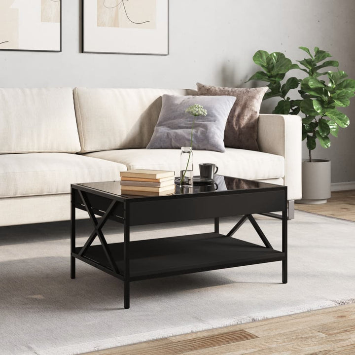 sofabord med Infinity LED-lys 70x50x38 cm sort