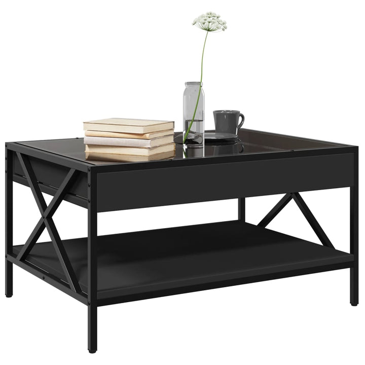 sofabord med Infinity LED-lys 70x50x38 cm sort