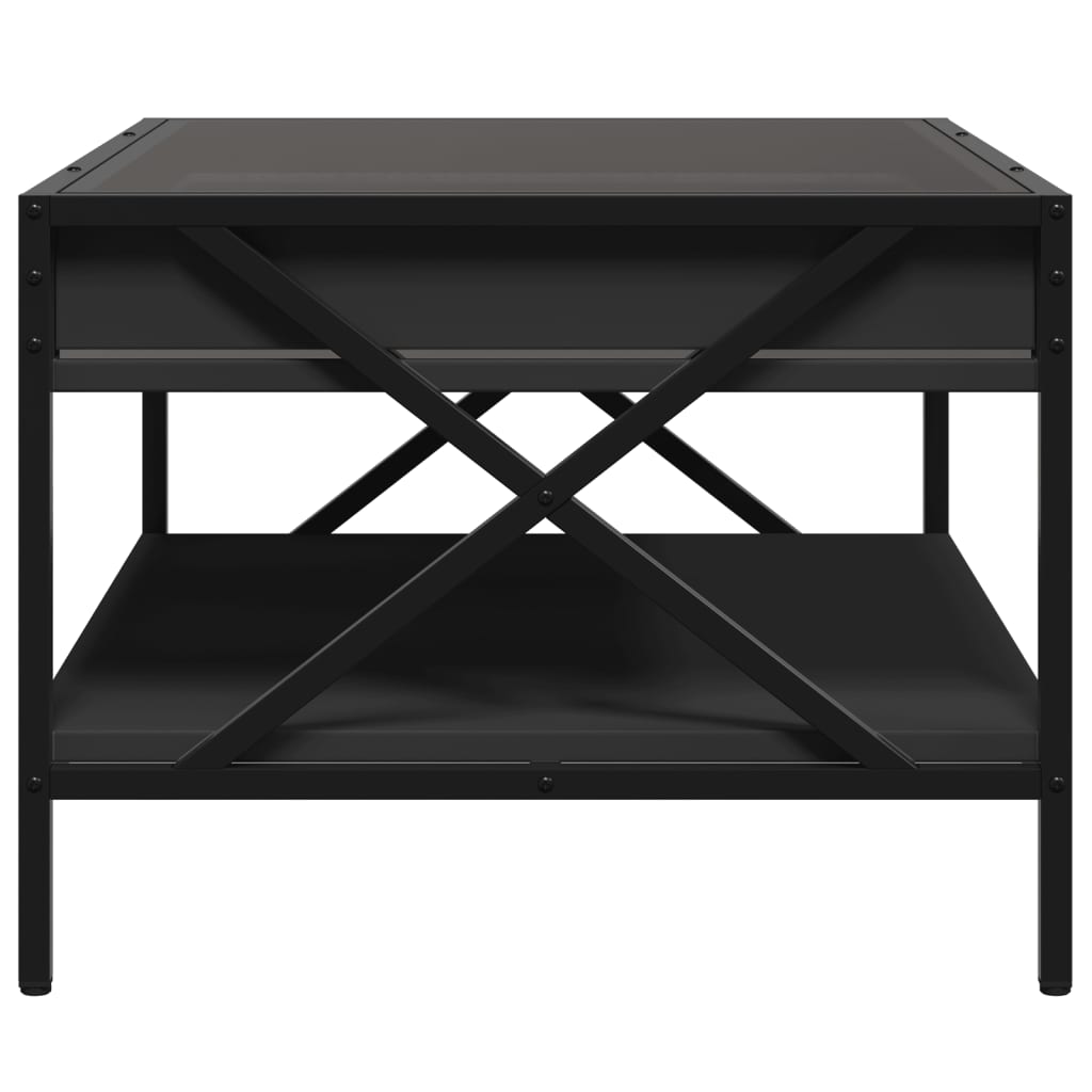 sofabord med Infinity LED-lys 70x50x38 cm sort