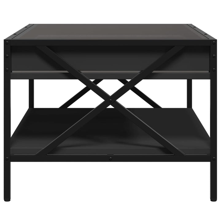 sofabord med Infinity LED-lys 70x50x38 cm sort