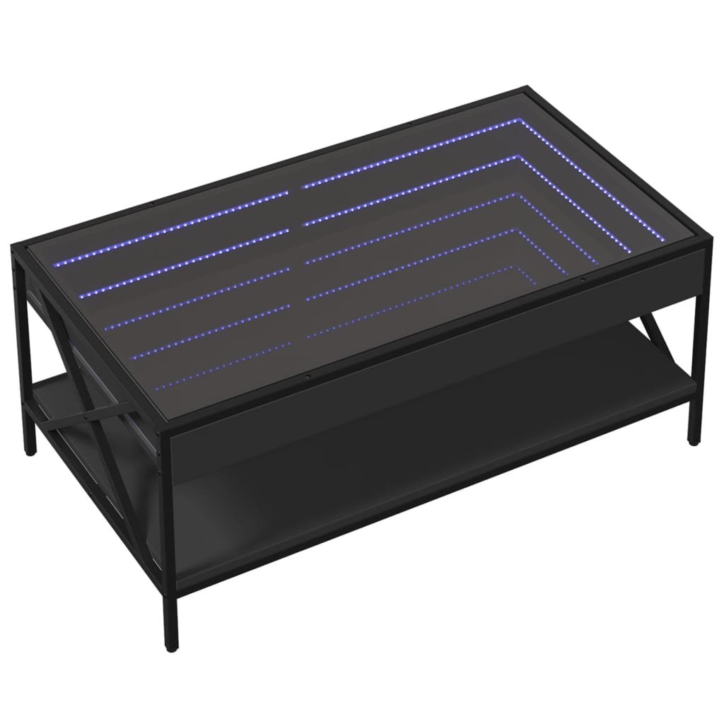 sofabord med Infinity LED-lys 90x50x38 cm sort