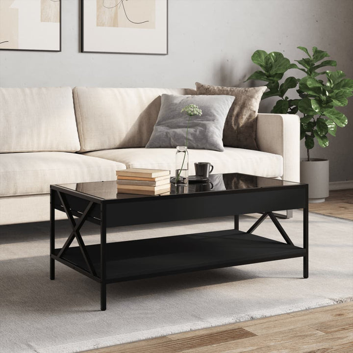 sofabord med Infinity LED-lys 90x50x38 cm sort