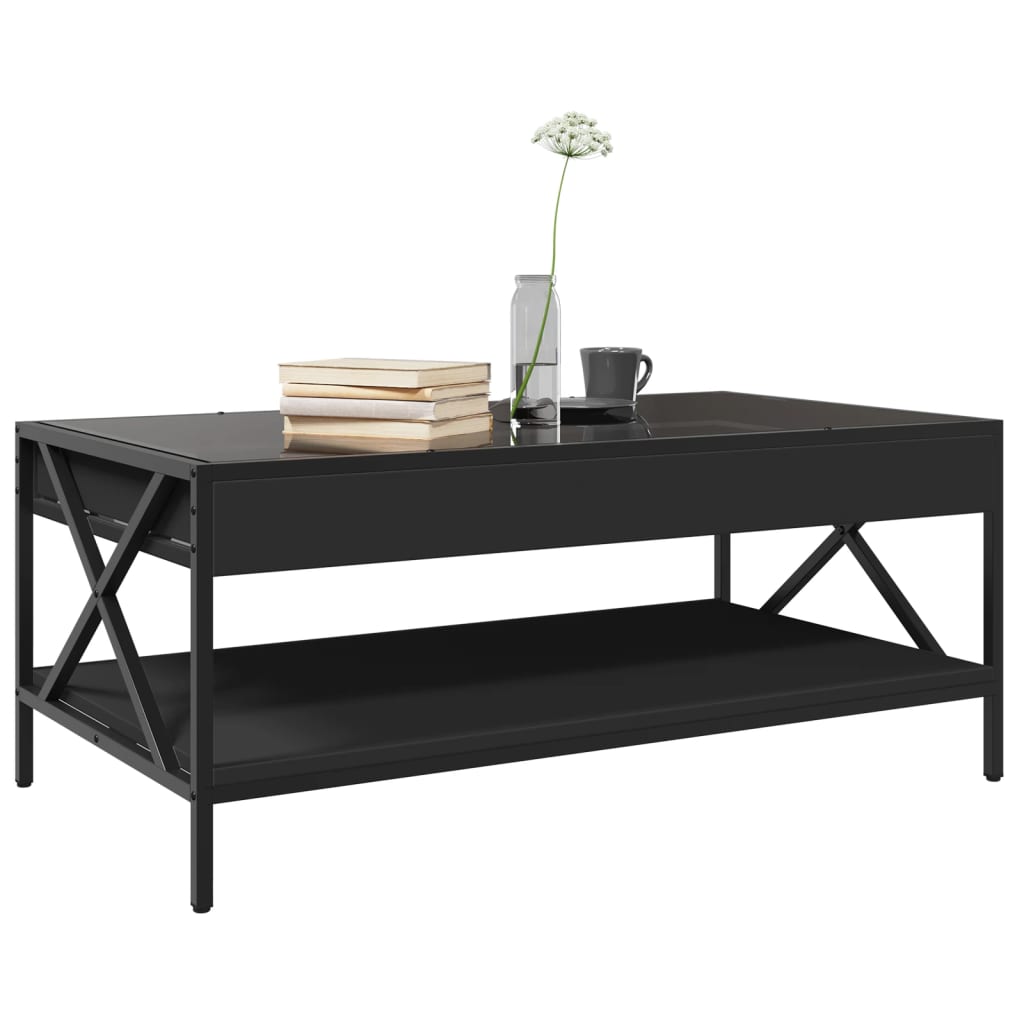 sofabord med Infinity LED-lys 90x50x38 cm sort