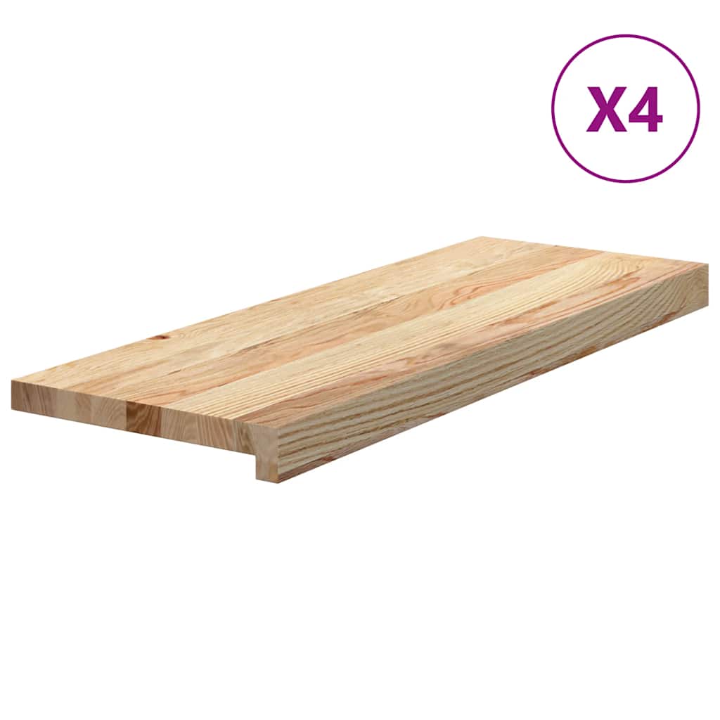 trappemåtter 4 stk ubehandlet 70x30x2 cm massivt egetræ