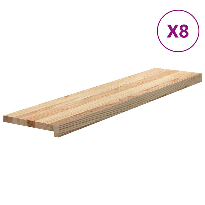 trappemåtter 8 stk ubehandlet 110x25x2 cm massivt egetræ