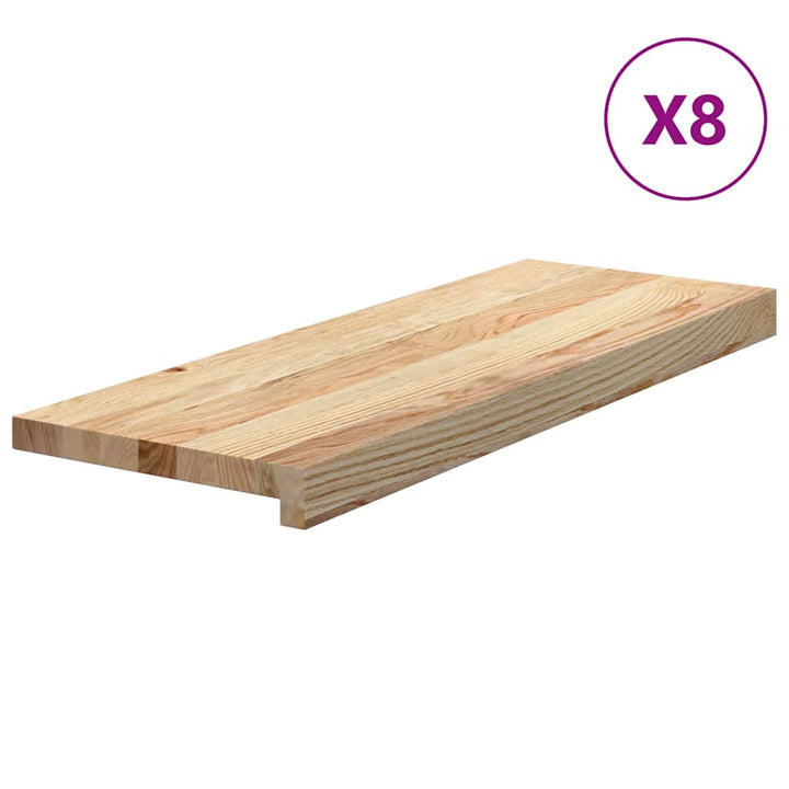 trappemåtter 8 stk ubehandlet 70x30x2 cm massivt egetræ