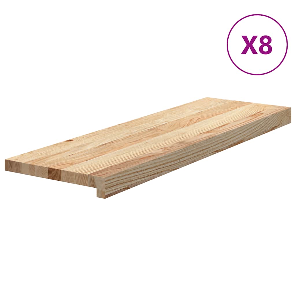 trappemåtter 8 stk ubehandlet 80x30x2 cm massivt egetræ