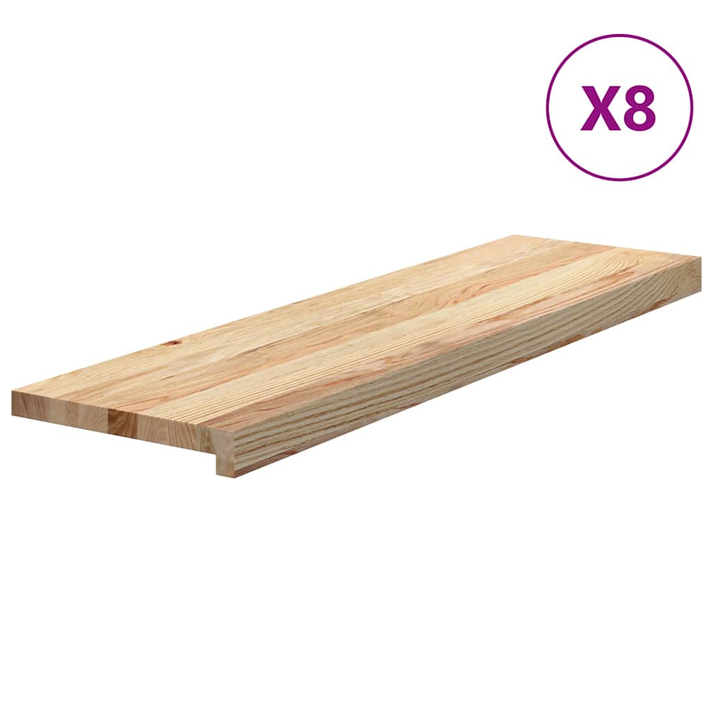 trappemåtter 8 stk ubehandlet 90x30x2 cm massivt egetræ