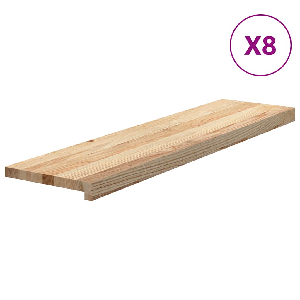 trappemåtter 8 stk ubehandlet 100x30x2 cm massivt egetræ