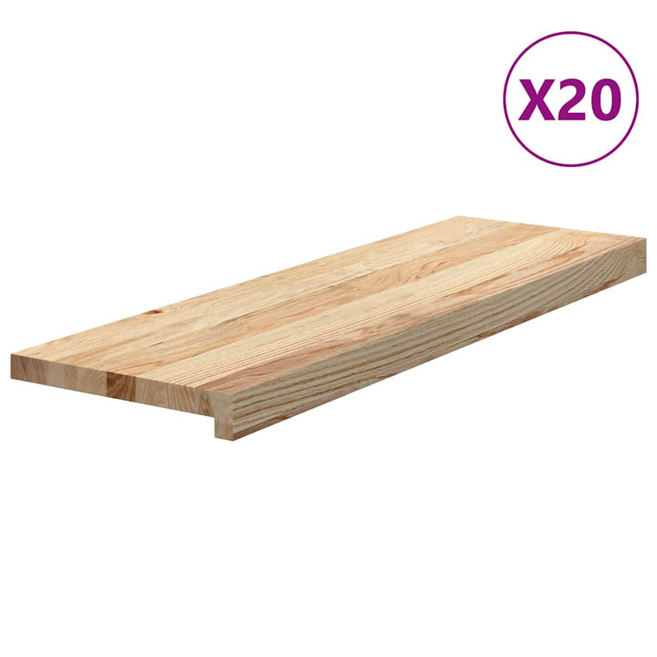 trappemåtter 20 stk ubehandlet 80x25x2 cm massivt egetræ