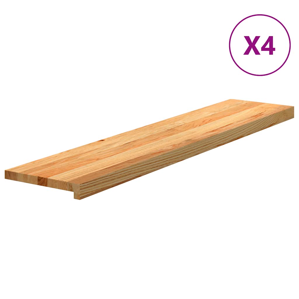 trappemåtter 4 stk lysebrun 120x30x2 cm massivt egetræ