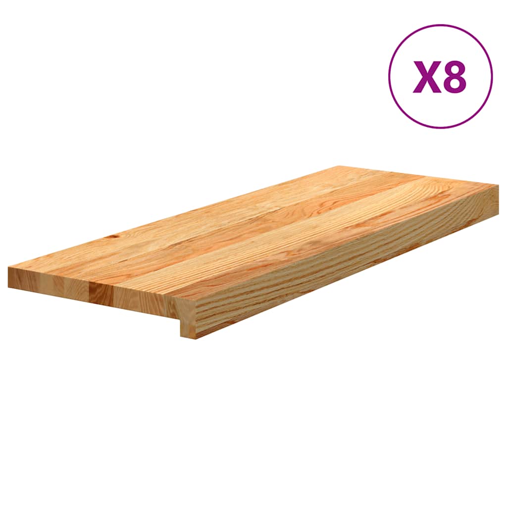 trappemåtter 8 stk lysebrun 70x30x2 cm massivt egetræ