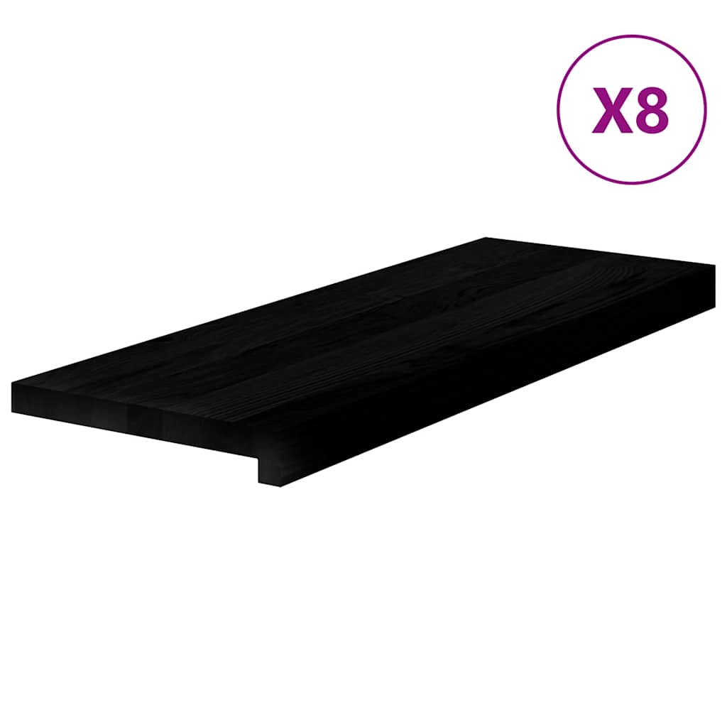 trappemåtter 8 stk. mørkebrun 70x30x2 cm massivt egetræ