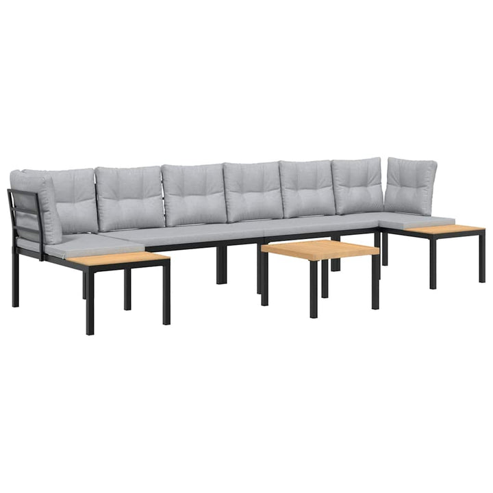 sofasæt til haven 5 dele med hynder pulverlakeret stål sort