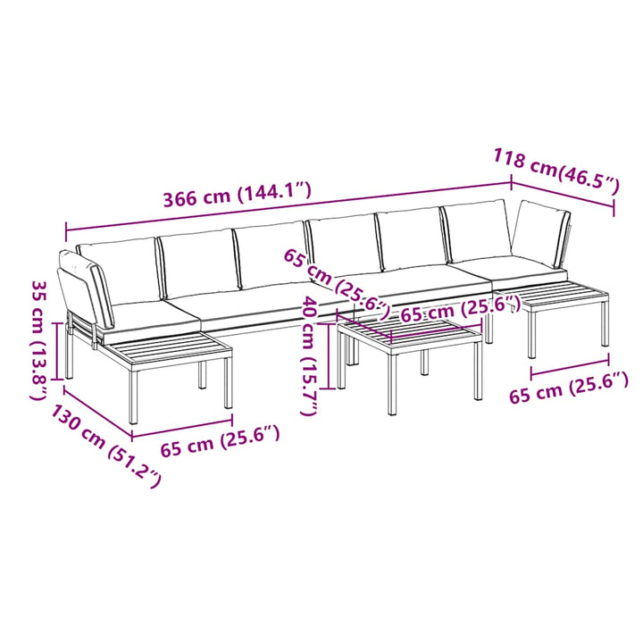 sofasæt til haven 5 dele med hynder aluminium sort