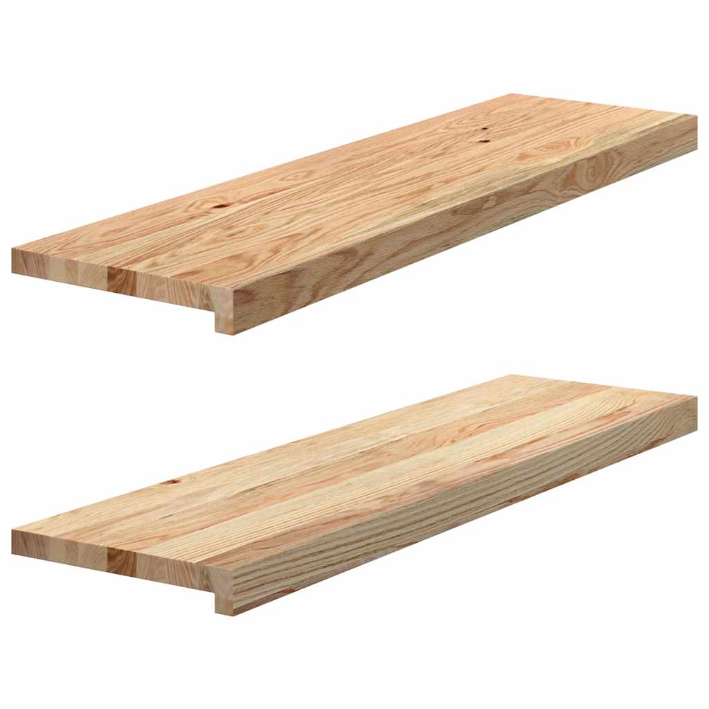 trappemåtter 2 stk ubehandlet 90x25x2 cm massivt egetræ