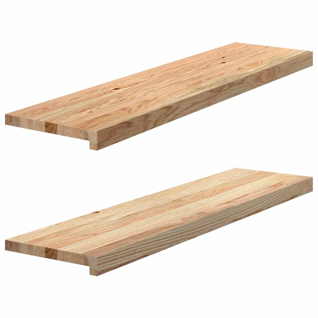 trappemåtter 2 stk ubehandlet 100x25x2 cm massivt egetræ