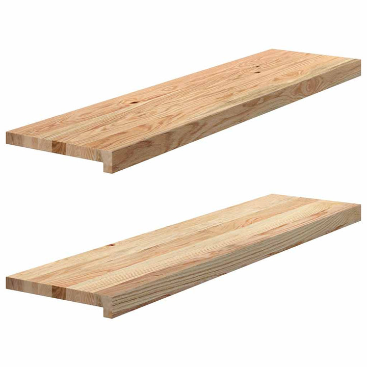 trappemåtter 2 stk ubehandlet 100x25x2 cm massivt egetræ