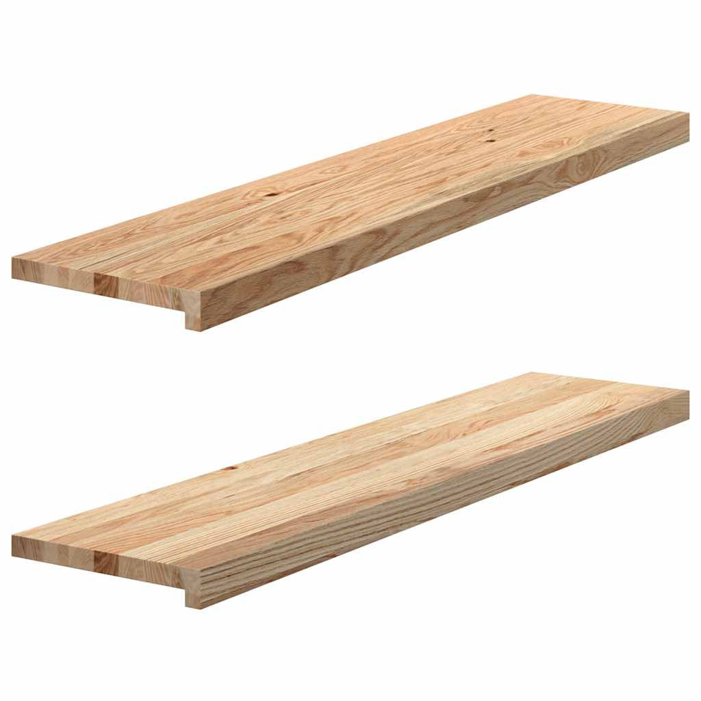 trappemåtter 2 stk ubehandlet 110x30x2 cm massivt egetræ