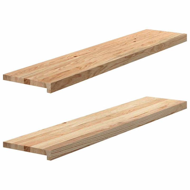 trappemåtter 2 stk ubehandlet 120x30x2 cm massivt egetræ