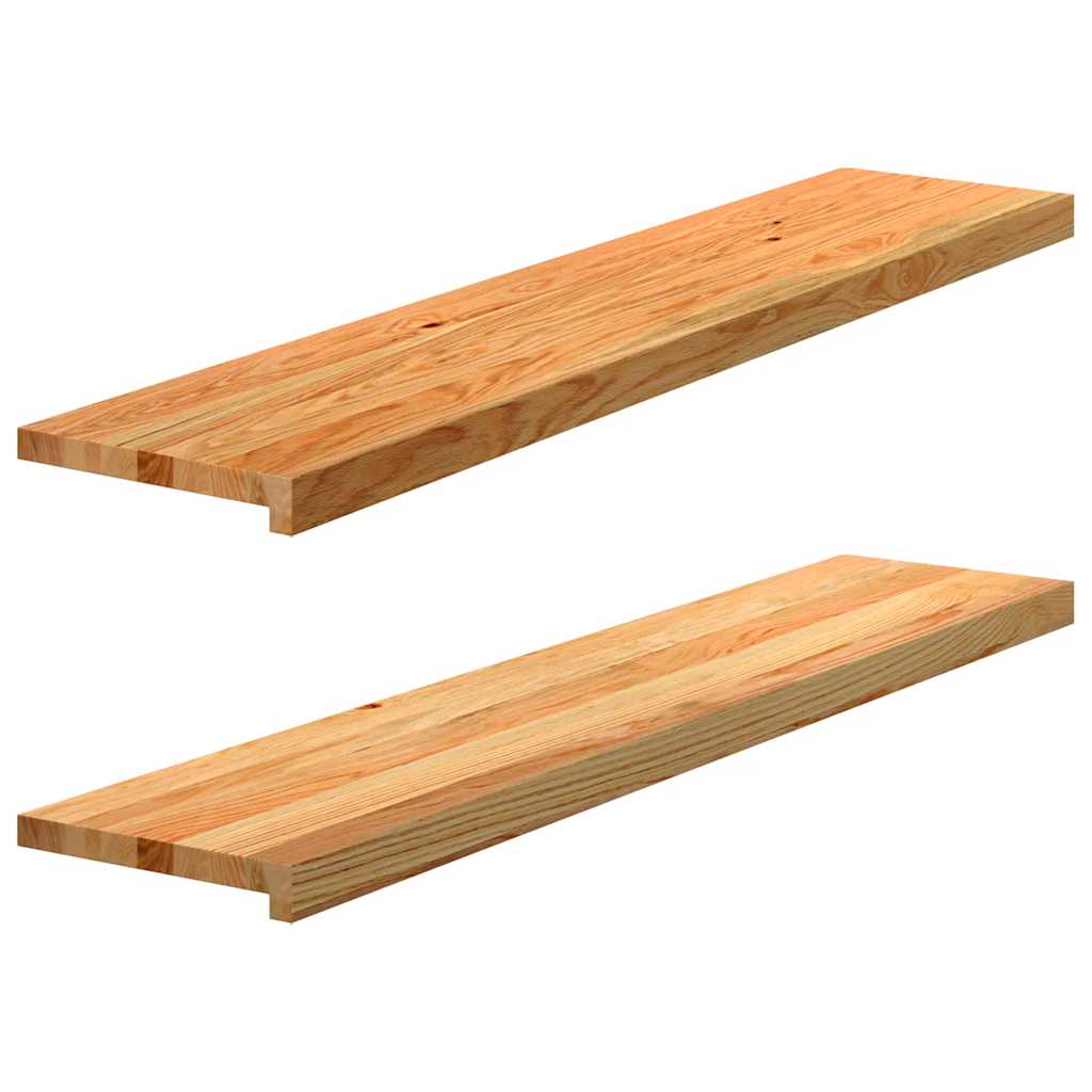 trappemåtter 2 stk lysebrun 120x25x2 cm massivt egetræ