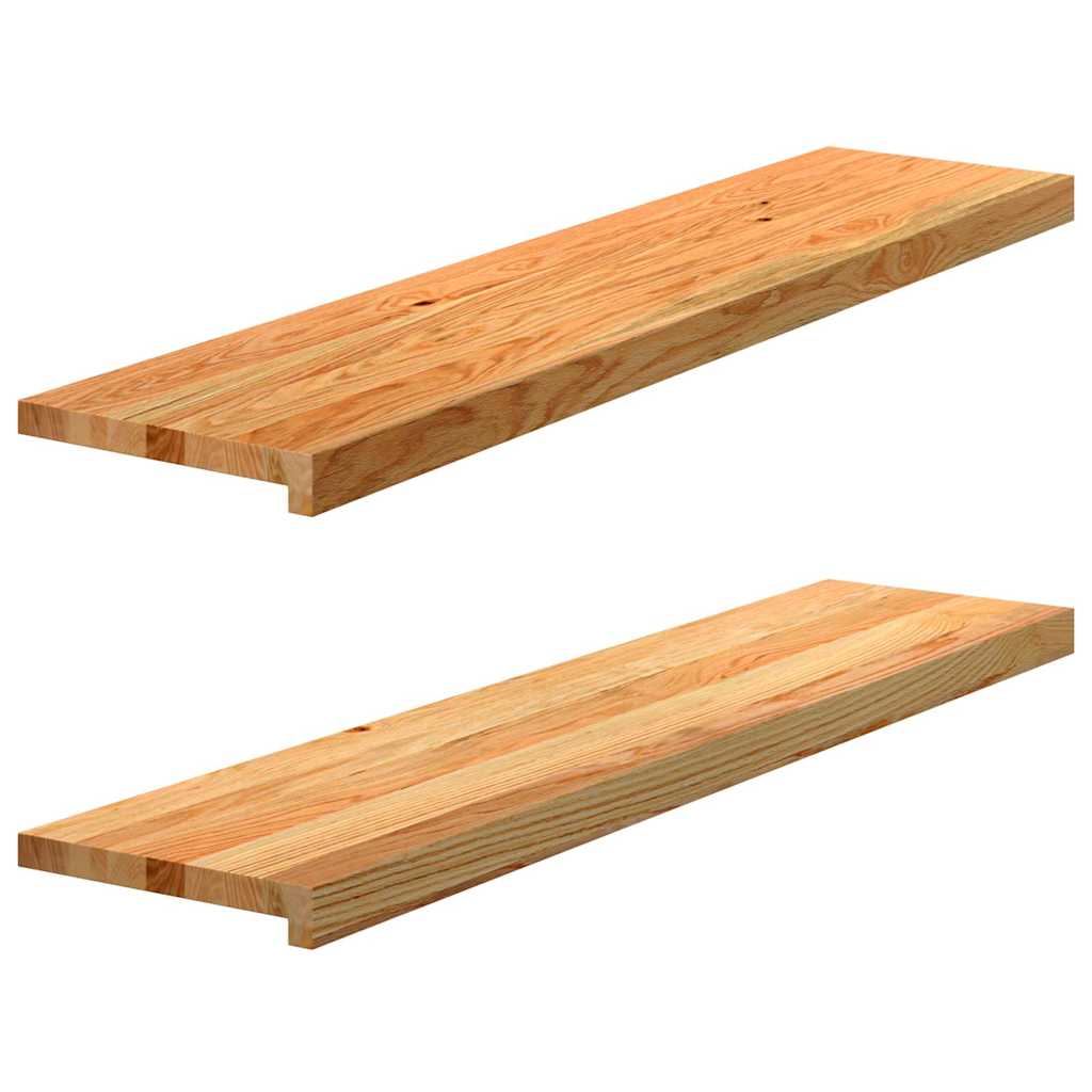 trappemåtter 2 stk lysebrun 110x30x2 cm massivt egetræ