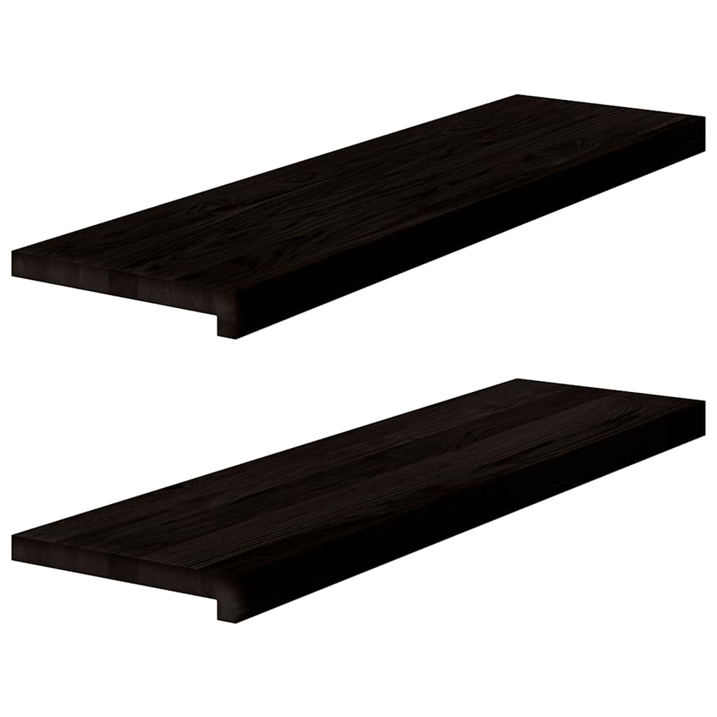 trappemåtter 2 stk. mørkebrun 90x30x2 cm massivt egetræ