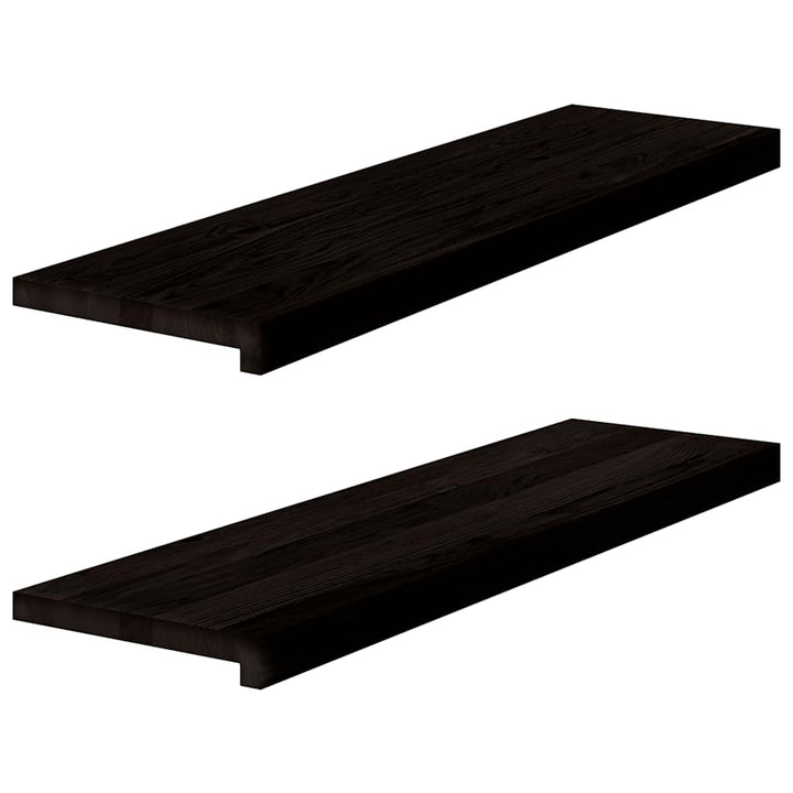 trappemåtter 2 stk. mørkebrun 90x30x2 cm massivt egetræ