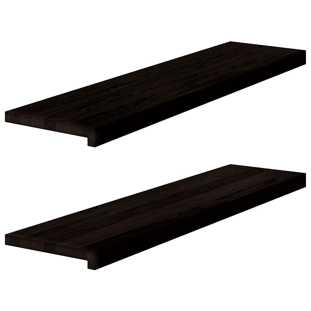 trappemåtter 2 stk. mørkebrun 100x30x2 cm massivt egetræ