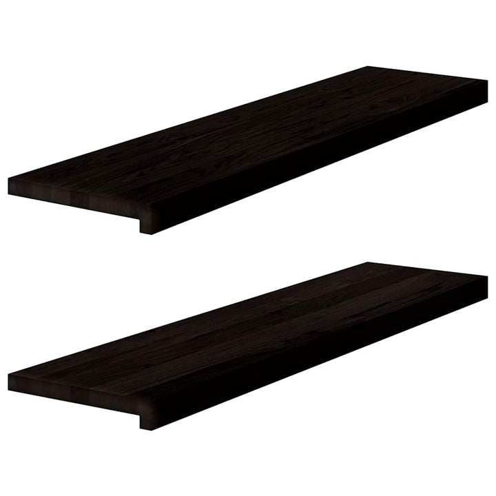 trappemåtter 2 stk. mørkebrun 100x30x2 cm massivt egetræ