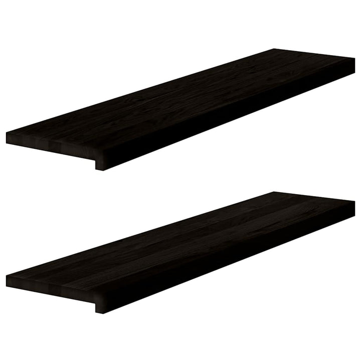 trappemåtter 2 stk. mørkebrun 110x30x2 cm massivt egetræ