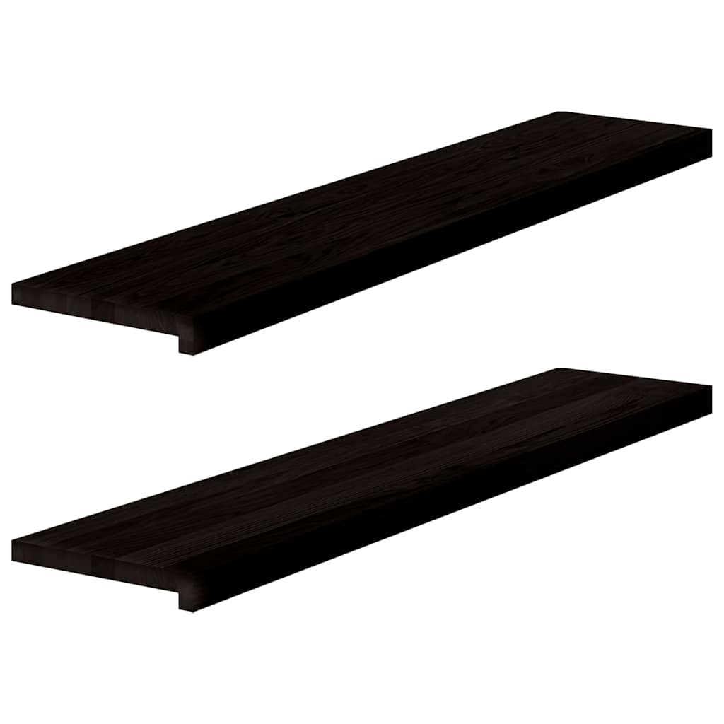 trappemåtter 2 stk. mørkebrun 120x30x2 cm massivt egetræ