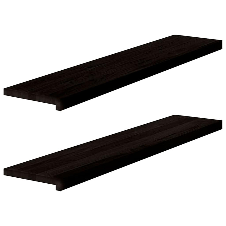 trappemåtter 2 stk. mørkebrun 120x30x2 cm massivt egetræ