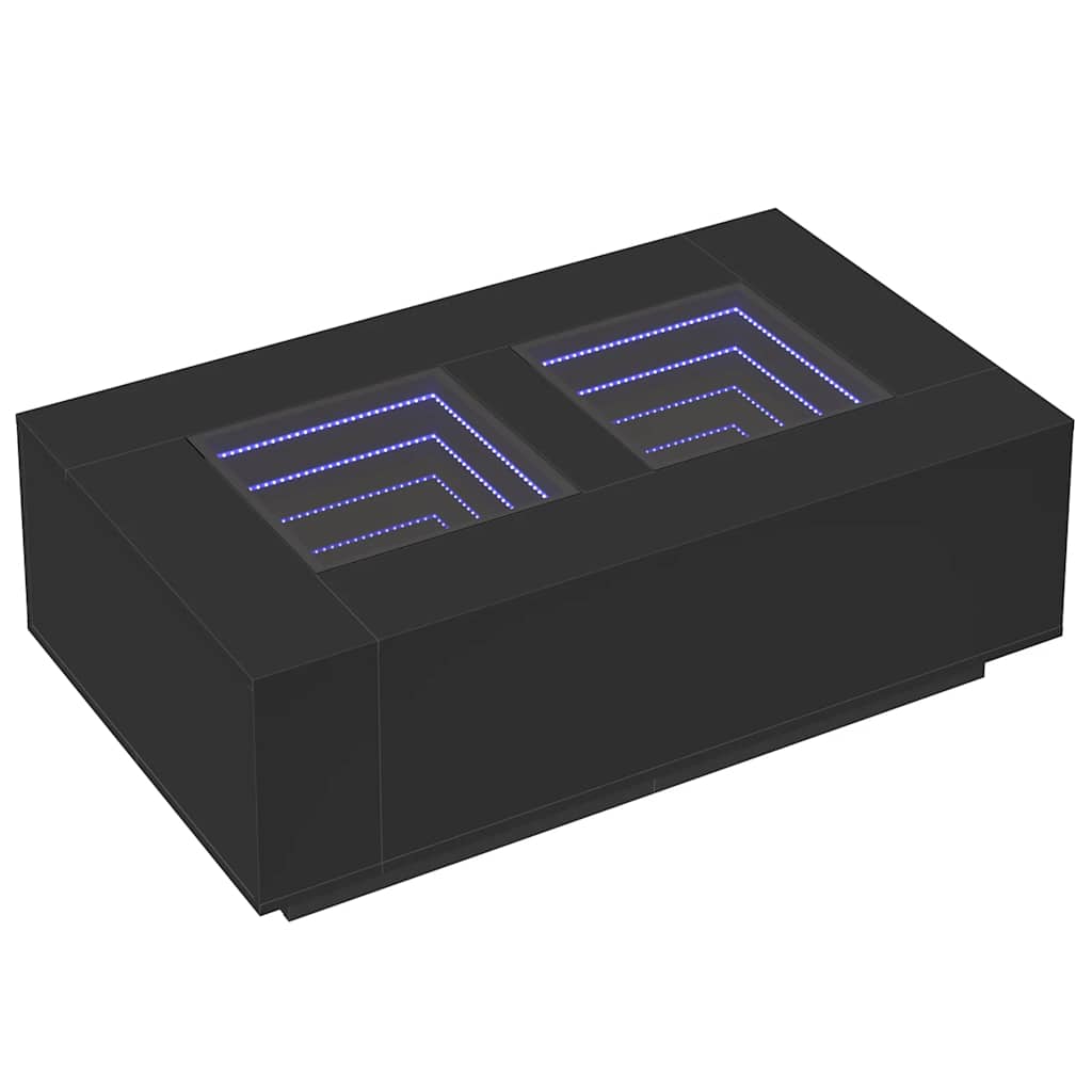 sofabord med Infinity LED-lys 116x69x40 cm sort