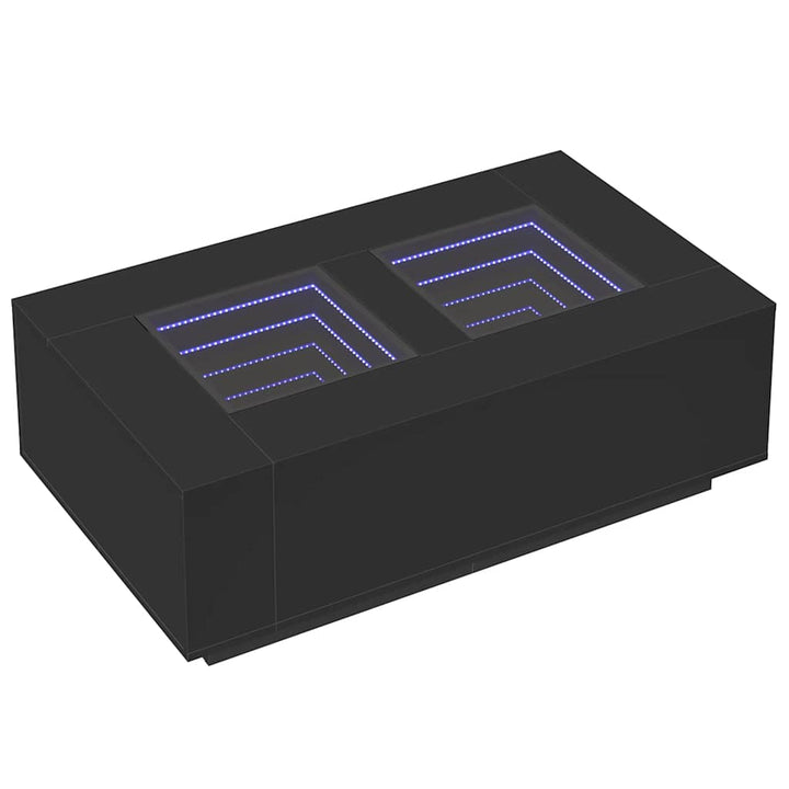 sofabord med Infinity LED-lys 116x69x40 cm sort
