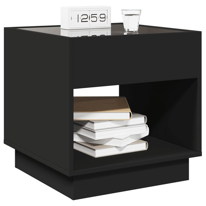 sengebord med Infinity LED-lys 50x50x50 cm sort