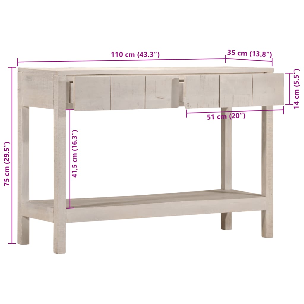konsolbord 110x35x75 cm massivt mangotræ