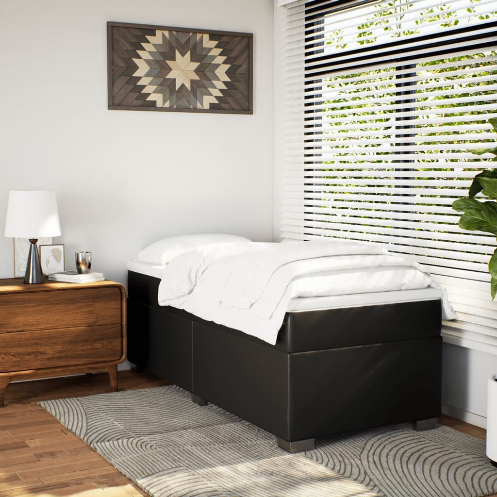 kontinentalseng med madras 90x190 cm kunstlæder sort
