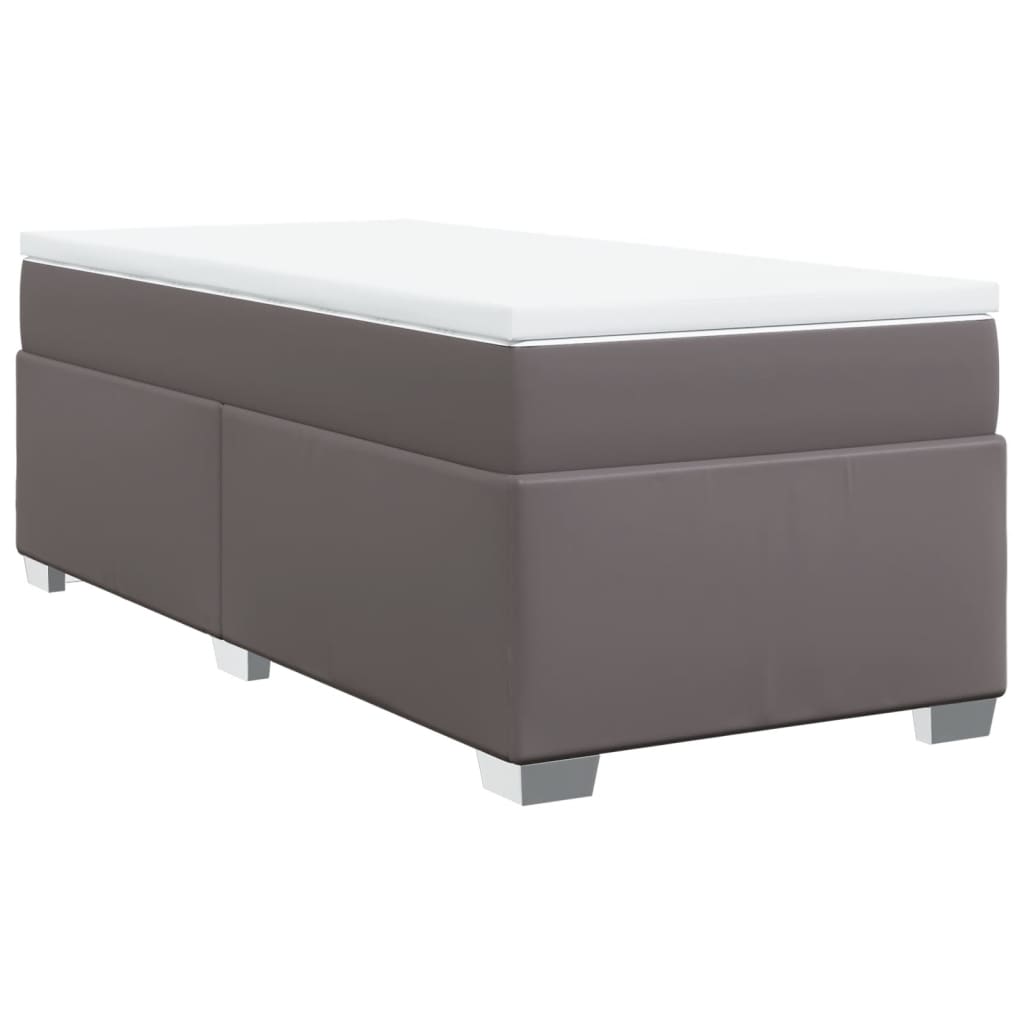 kontinentalseng med madras 90x190 cm kunstlæder grå