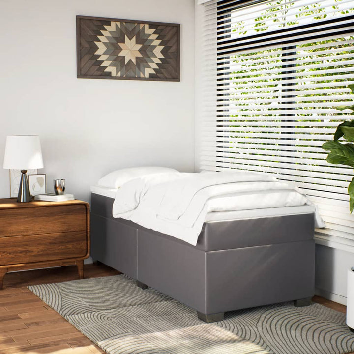 kontinentalseng med madras 90x190 cm kunstlæder grå