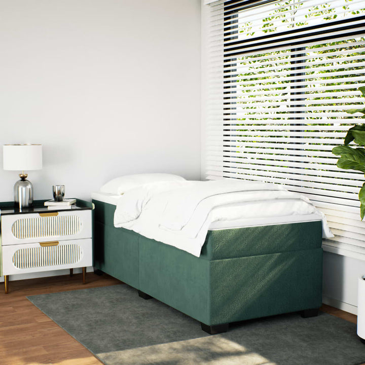 kontinentalseng med madras 80x200 cm fløjl mørkegrøn