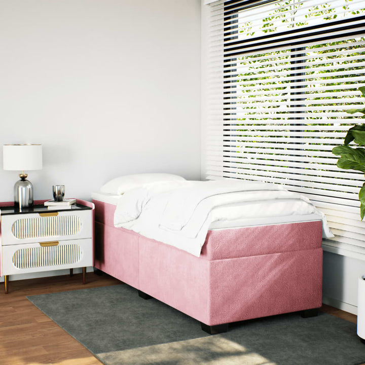 kontinentalseng med madras 80x200 cm fløjl lyserød