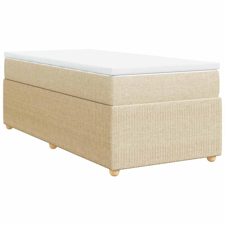 kontinentalseng med madras 90x190 cm stof cremefarvet