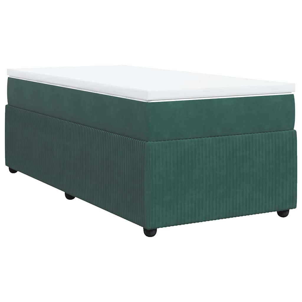 kontinentalseng med madras 80x200 cm fløjl mørkegrøn