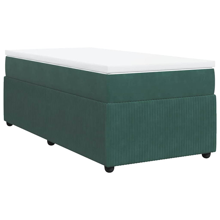 kontinentalseng med madras 80x200 cm fløjl mørkegrøn