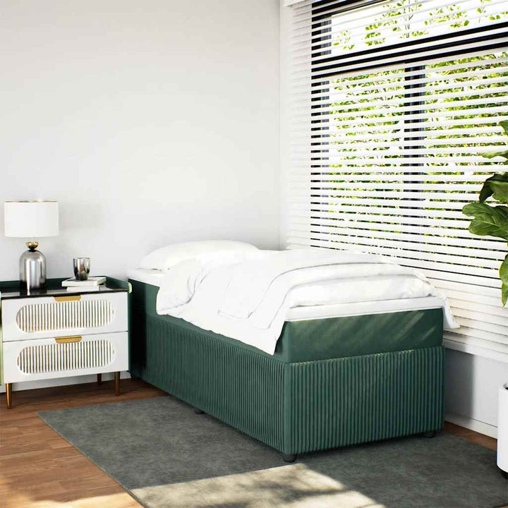 kontinentalseng med madras 80x200 cm fløjl mørkegrøn