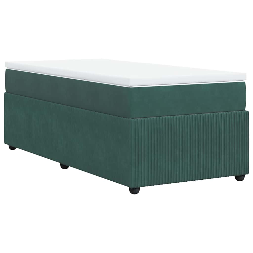 kontinentalseng med madras 80x200 cm fløjl mørkegrøn