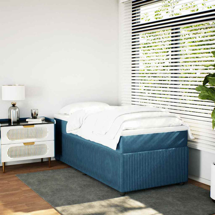 kontinentalseng med madras 90x190 cm fløjl mørkeblå