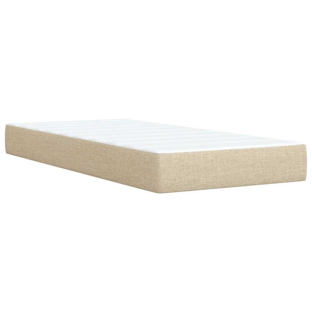 kontinentalseng med madras 90x190 cm stof cremefarvet